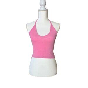 CIDER WOMEN HALTER PINK CROP TOP - SIZE XS